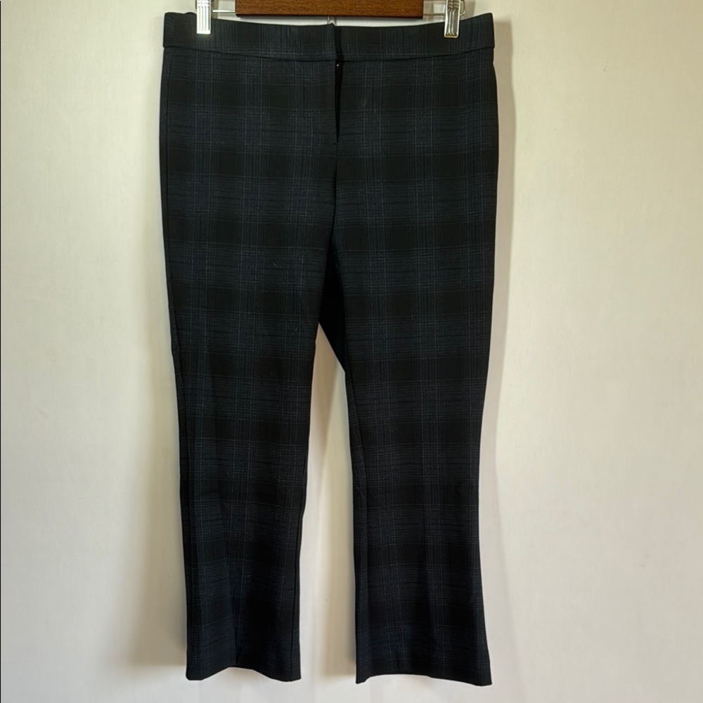 Amanda & Chelsea Windowpane Plaid Kick Flare Crop Pants Charcoal Blue 8‎ petite